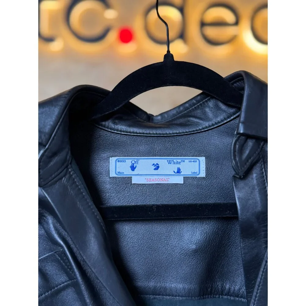 Off-White Leather Twist Crop Shirt Jacket Black Women’s IT 42 NWT